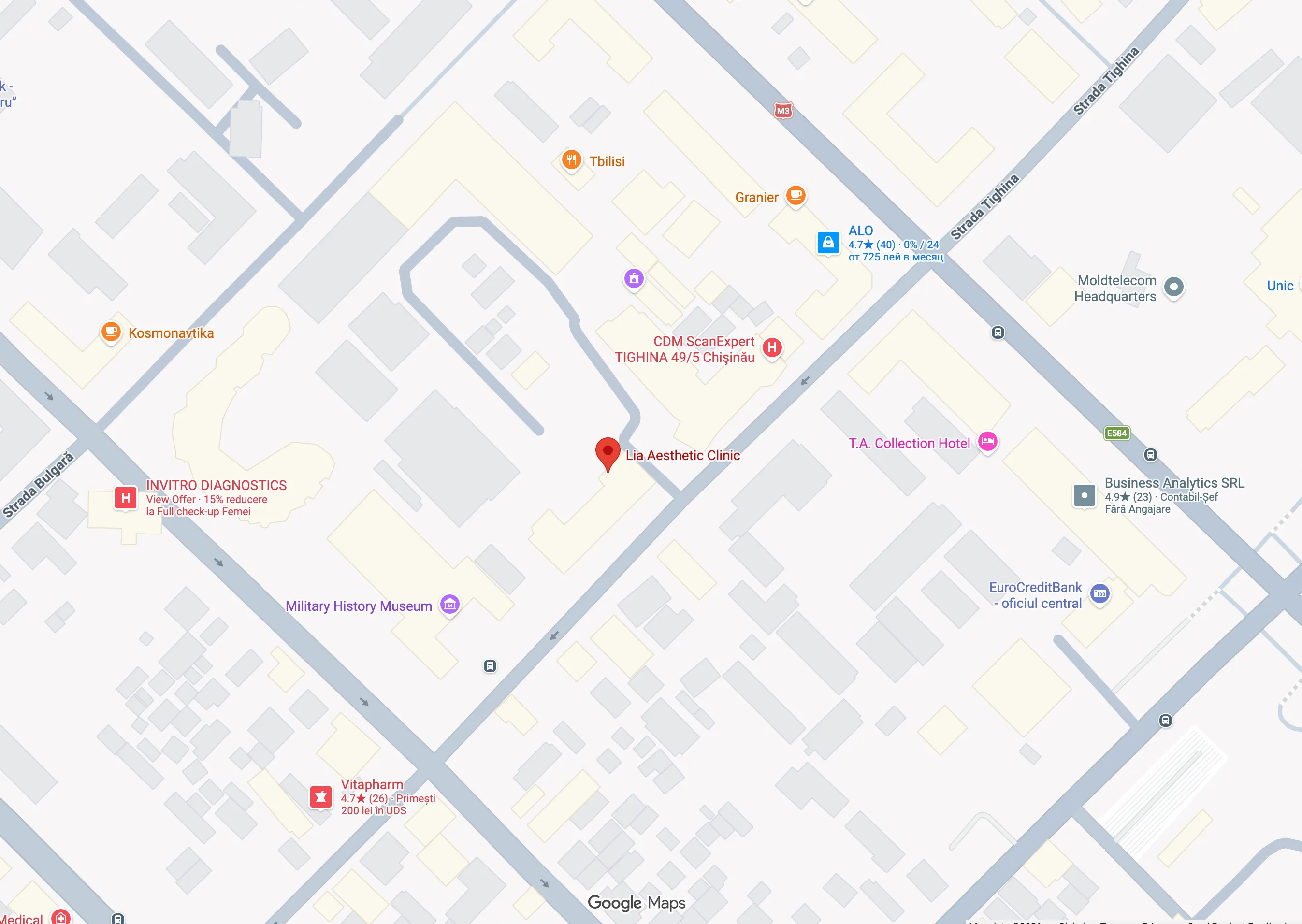 Harta: Lia Aesthetic Clinic, str. Tighina 49/2, Chișinău